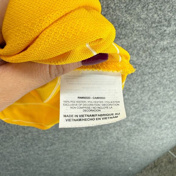 Nike Polo Shirt Men L Large Yellow Striped Button Up Collared Short Sleeve - Picture 4 of 7